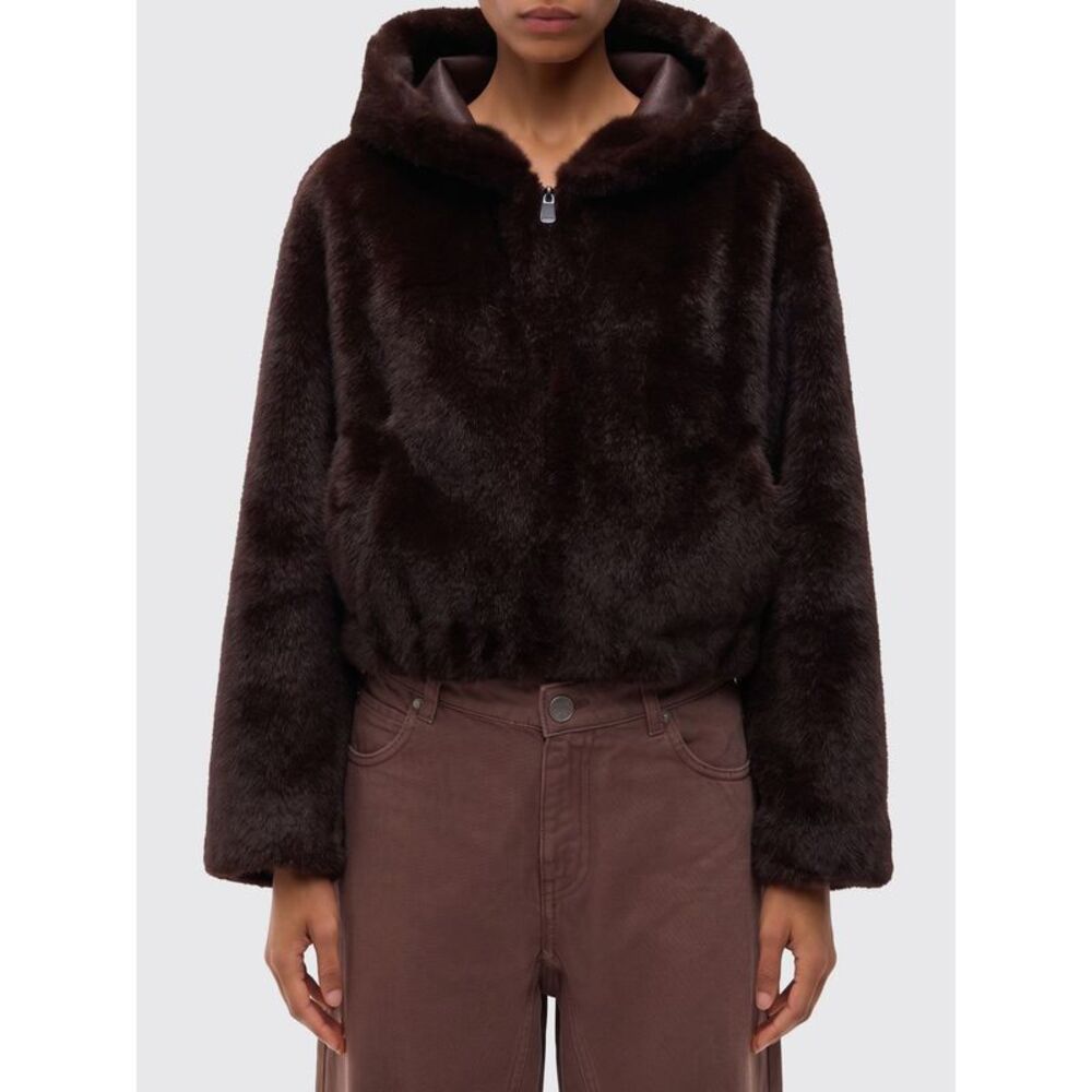 Pinko Women Pinko Short Faux Fur Hooded Jacket With Dropped Shoulders